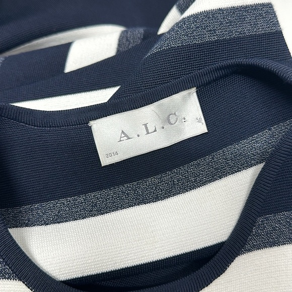 ALC Pippa Dress Knit Sleeveless Fit And Flare Mini Stripes Blue White Size XS - Picture 7 of 7